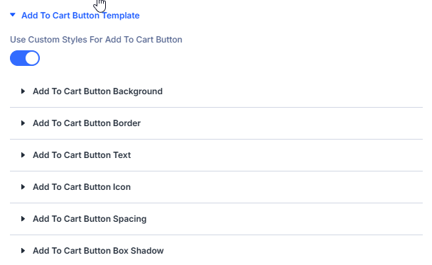 Add to Cart Button design settings