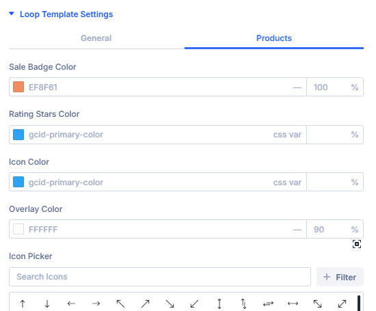 Loop Template specific design settings