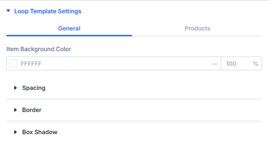 General Loop Template design settings