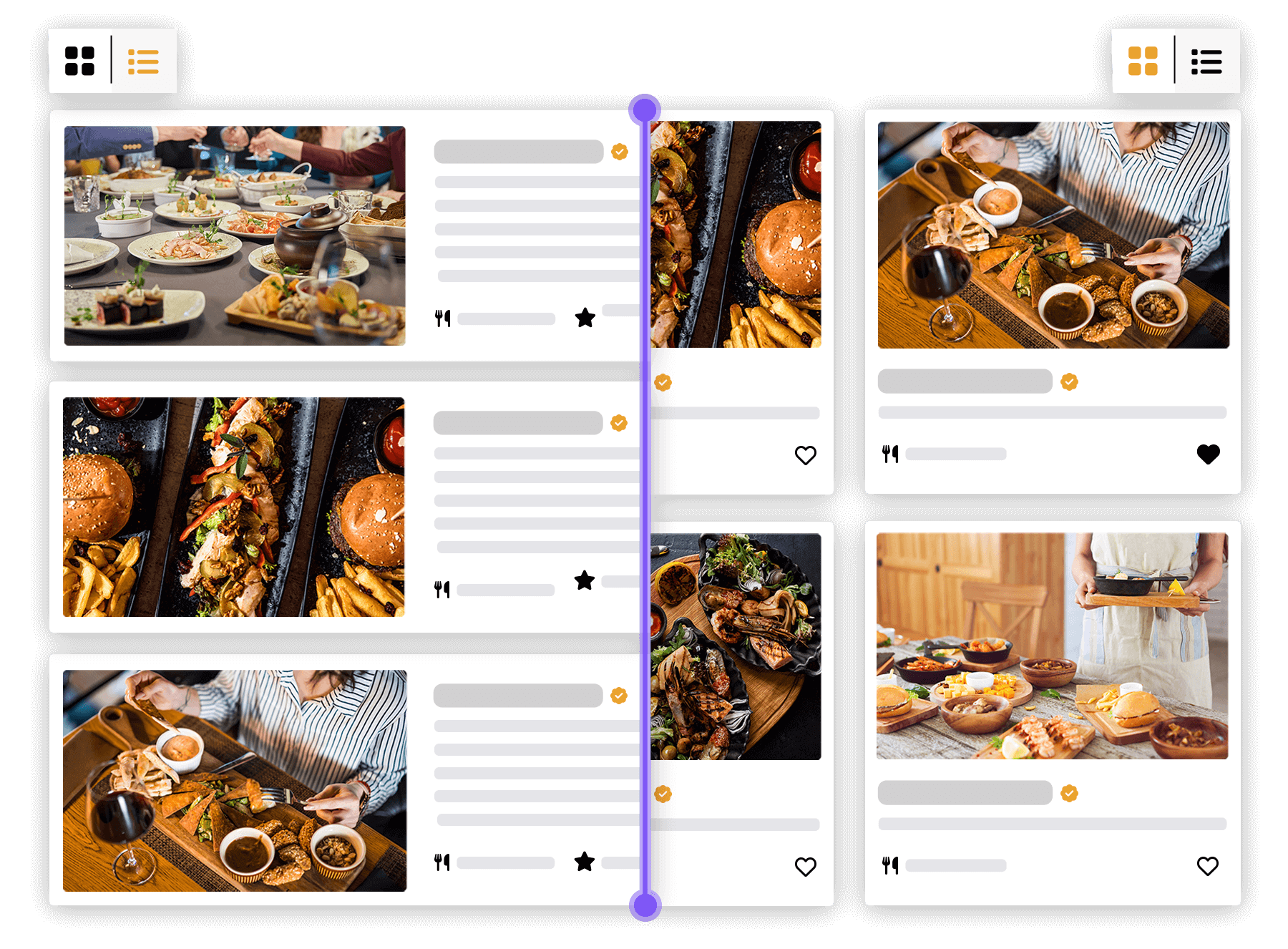 Grid / List view switch options Grid / List view switch options