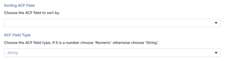 Loop options for sorting by ACF field Loop options for sorting by ACF field