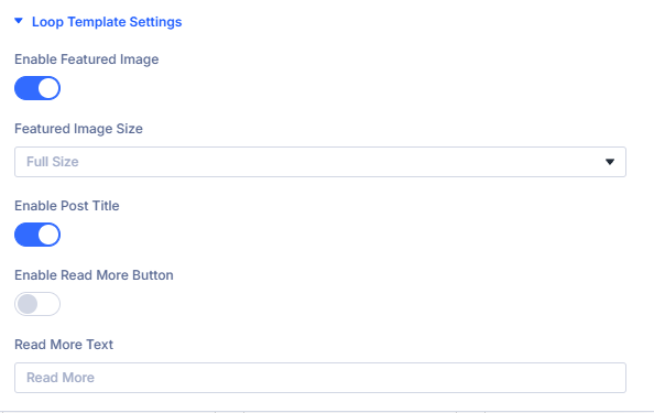 Loop Template Settings