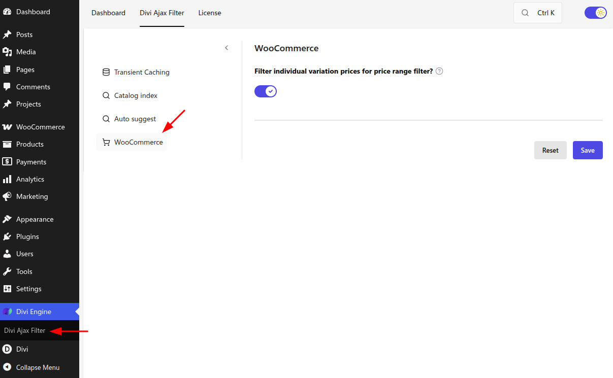 Woocommerce settings