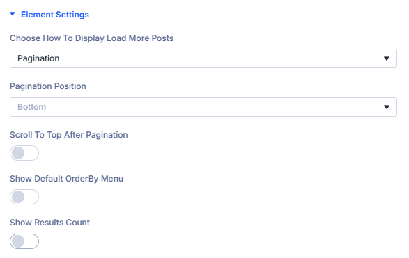 Pagination and results count options