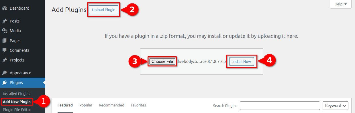 Install Divi Bodycommerce