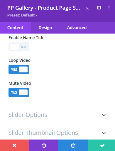 PP Gallery Module Loop/Mute Settings