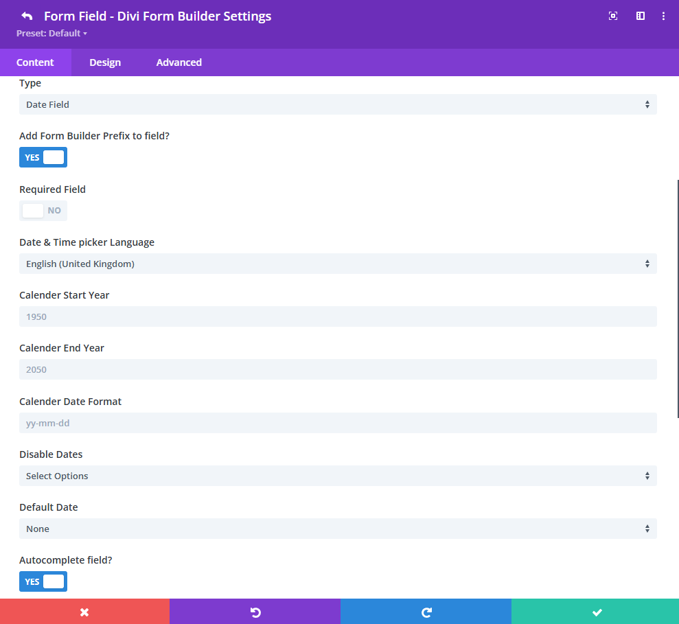Customize Date Field