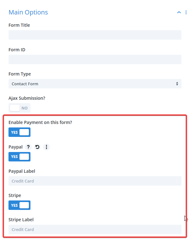 Enable Form Payment & Gateways