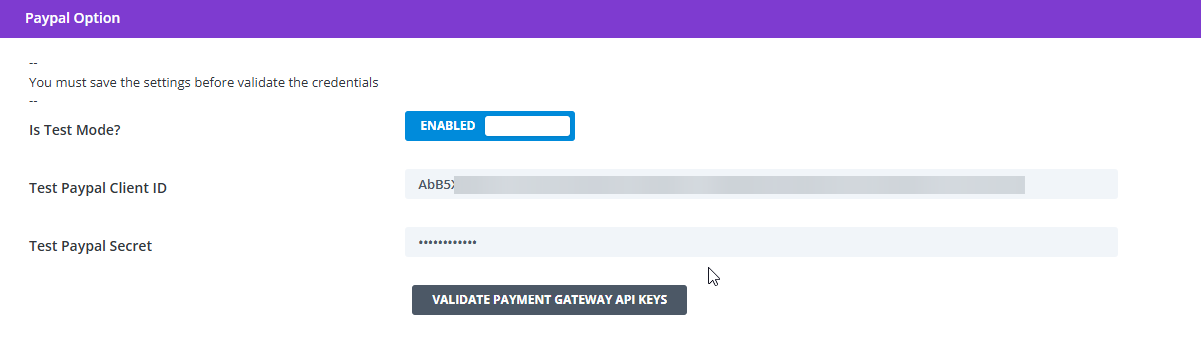 Enabling Paypal Payments