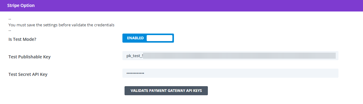 Enabling Stripe Card Payments