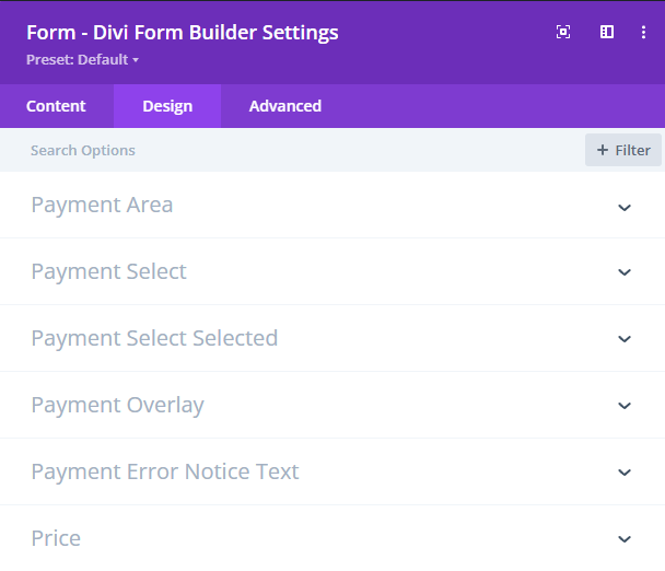 Payment Design Settings