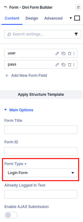 Login form type