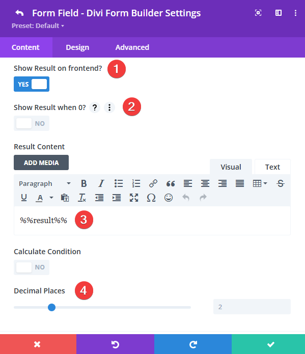 Show Result on frontend