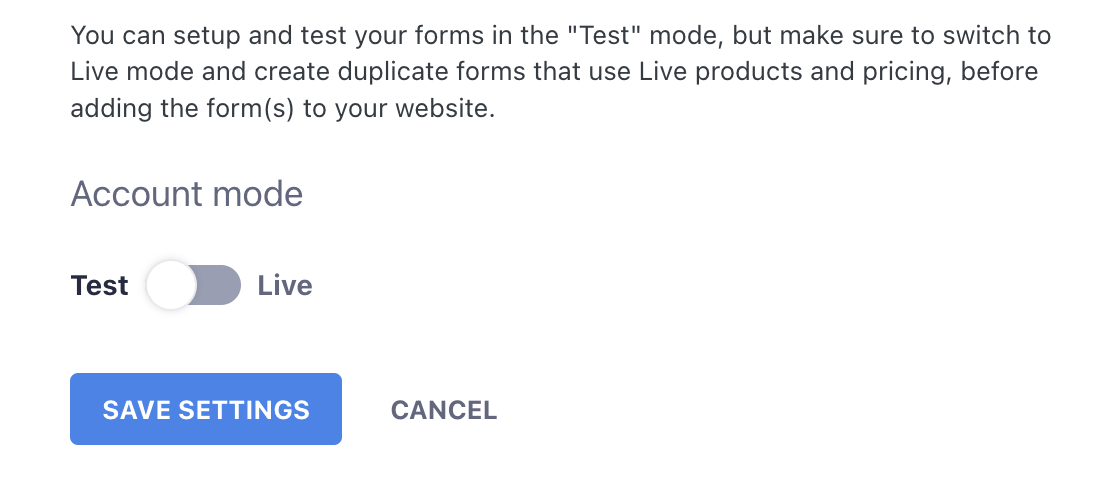 Stripe Test Mode Toggle