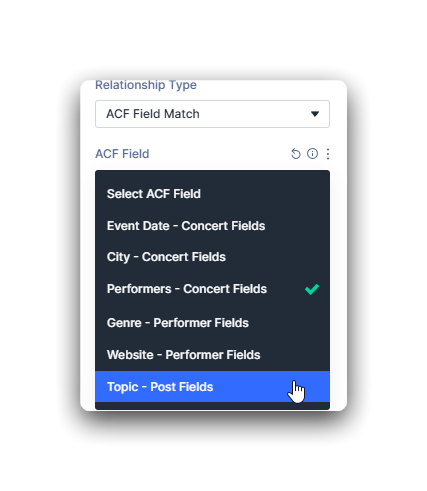 Choose an ACF field in the Loop Extender sorting options