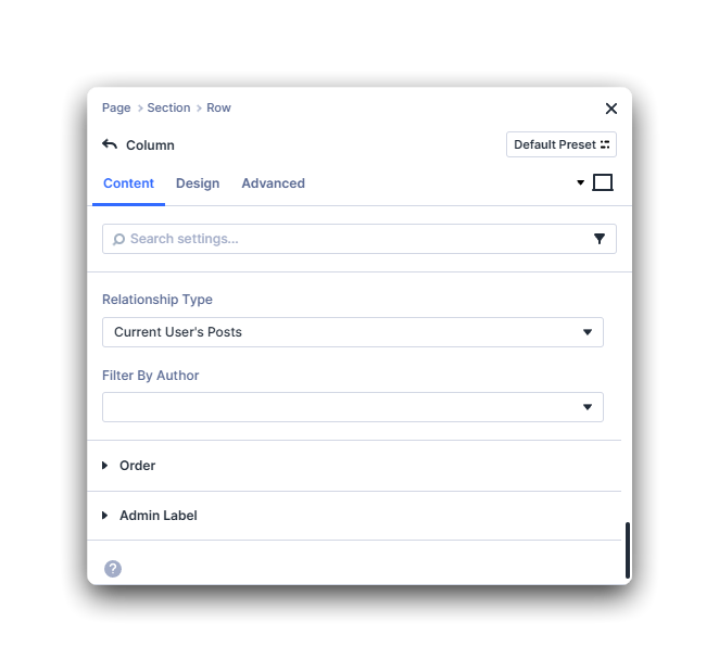 Enable the current user posts option in the Loop settings