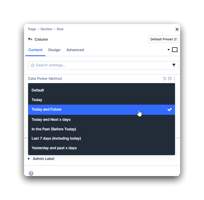 Configure a date-based query in the Loop settings