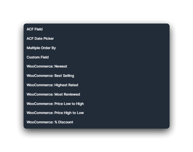 Order By options added by Loop Extender