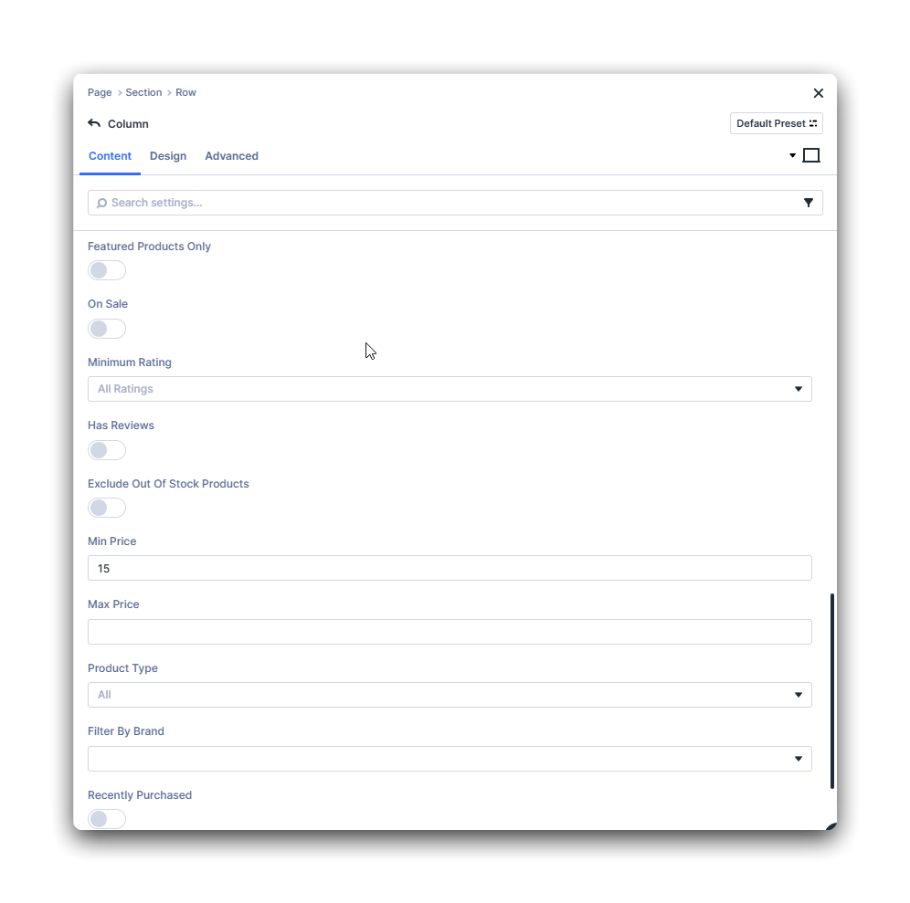 Enable WooCommerce-specific filters in the Loop Extender query panel