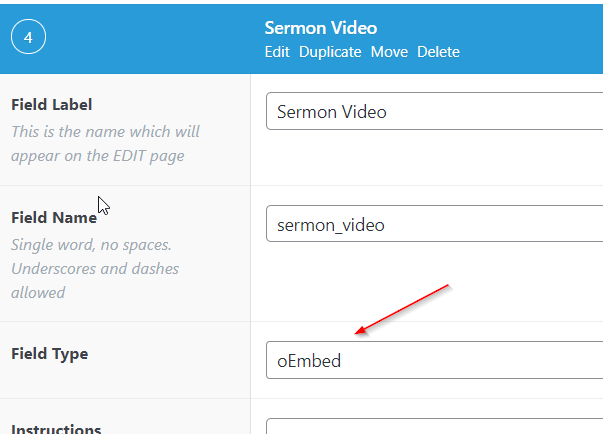 Add an oEmbed field in ACF