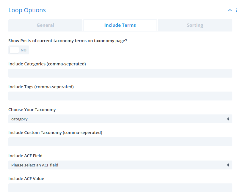 Post Carousel module Include Terms Loop Options