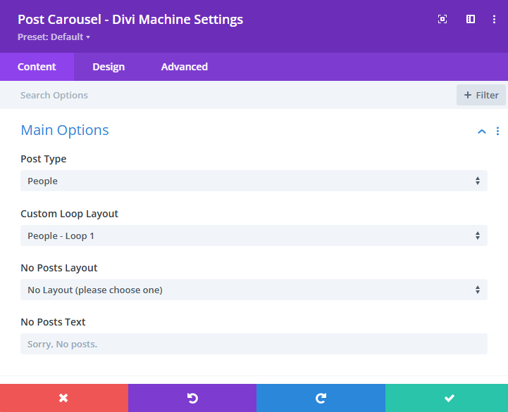 Post Carousel Main Settings