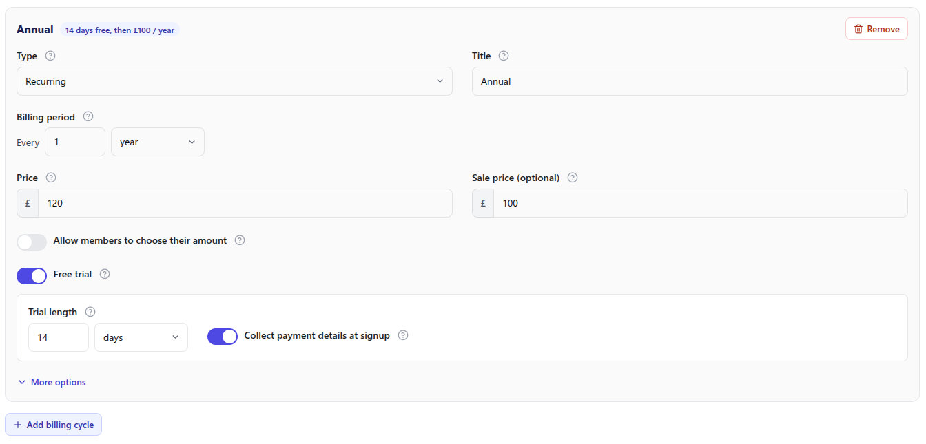 Add billing cycle