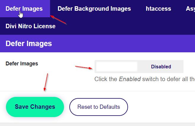 Defer Images Settings Screen
