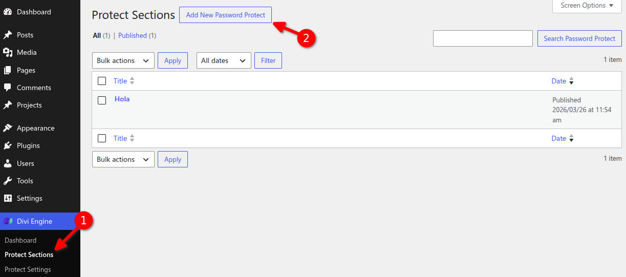 Add new password protect