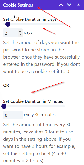 Protect Sections Screen